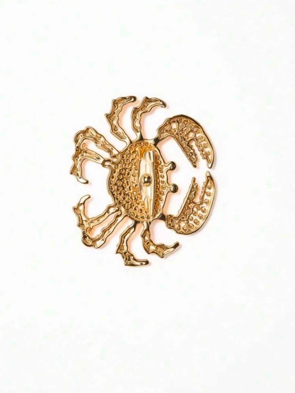 Gold-Tone Crab Brooch with Red and Aqua Crystals - Picture 5 of 7